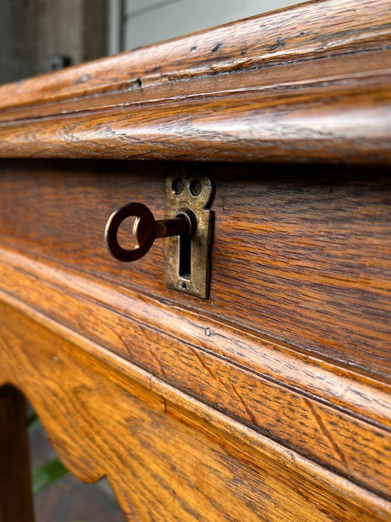 Image 1 of Antique Oak Secretary with Original Key (ca. 1900-1925)