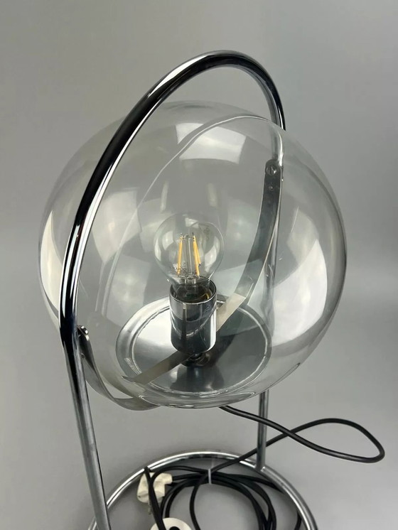 Image 1 of 60er 70er Jahre Kugellampe Lampe Leuchte Tischlampe Space Age Design Glas Metall