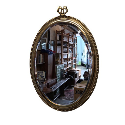 French style brass mirror with bow