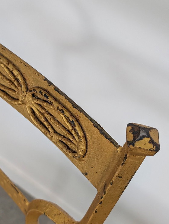 Image 1 of Set of 4 Gilt Wrought Iron Chairs with Floral Tapestry, Spain 1980s