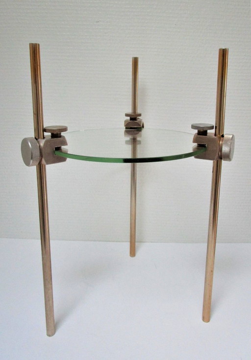 1970s metal and glass display shelf