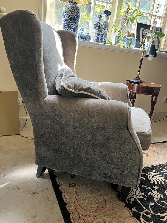 Image 1 of 2 pilotenleer fauteuils die gewéldig zitten incl. Poef