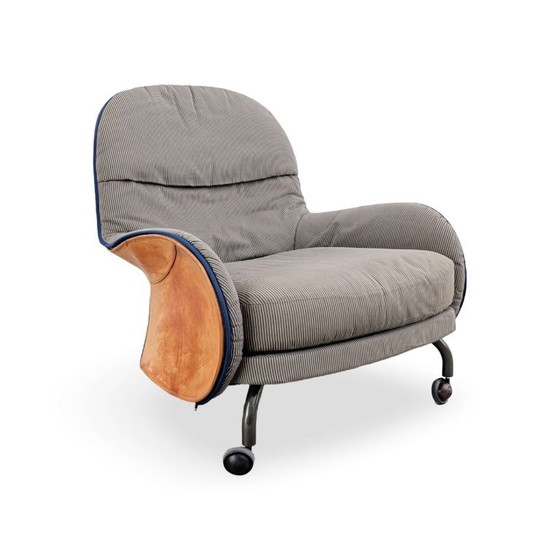Original DePadova Armchair with Ottoman Vico Magistretti Leather 1980, Grey (photo 11 of 15)