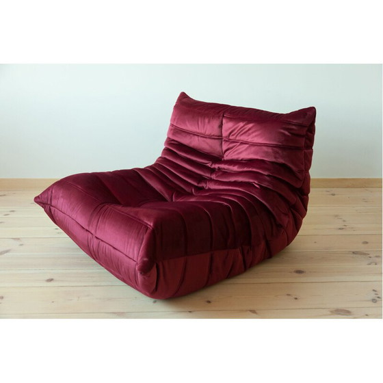 Image 1 of Togo vintage living room set in burgundy velvet by Michel Ducaroy for Ligne Roset, France 1970