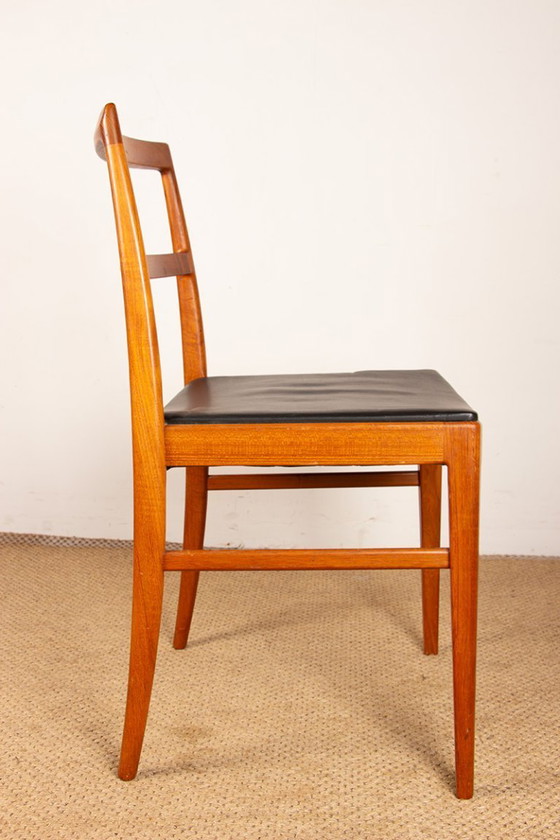 Image 1 of Set van 4 Deense stoelen van teakhout en leer, model 430, van Arne Vodder voor Sibast, 1960.