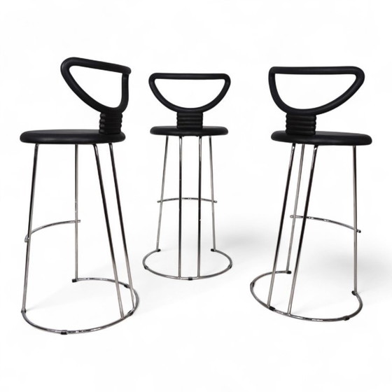Image 1 of Fasem Italia 3-piece set of postmodern bar stools by Nobu Tanigawa, 1990