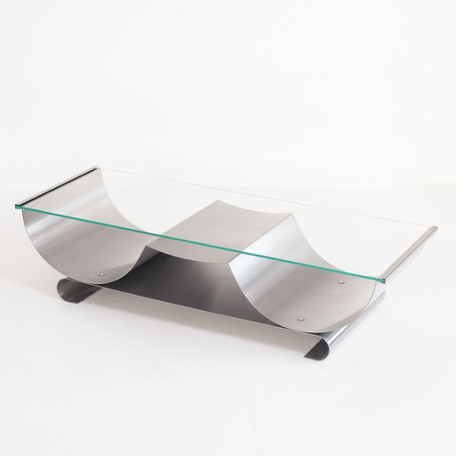 Mesa de centro vintage. Diseñada por François Monnet para Kappa. Francia, años 70.