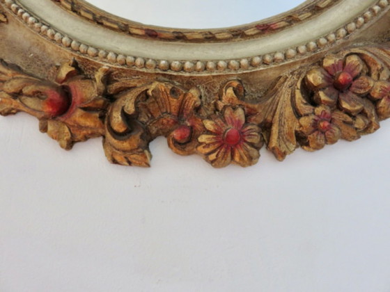Grand Miroir Mural, Rond, Baroque, 1970, Motifs Floraux – Polyester (photo 15 of 17)