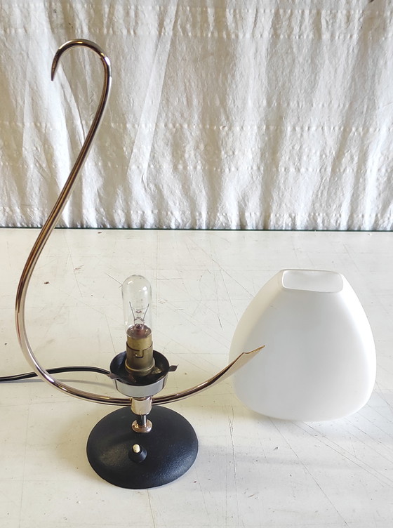 Image 1 of Arlus table lamp in brass and opaline glass - 1950s/60s