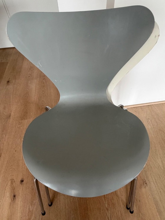 6x Sedie Originali Fritz Hansen Serie 7 (1989), Arne Jacobsen, Sedie da pranzo, Legno, Cromo, Bianco (foto 6 di 12)