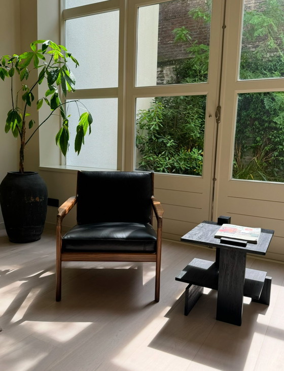 Image 1 of 2x Etnicraft Jack fauteuil zwart leer