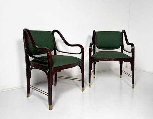 Paar fauteuils "412" van Otto Wagner voor J&J Kohn, Oostenrijk,1900S