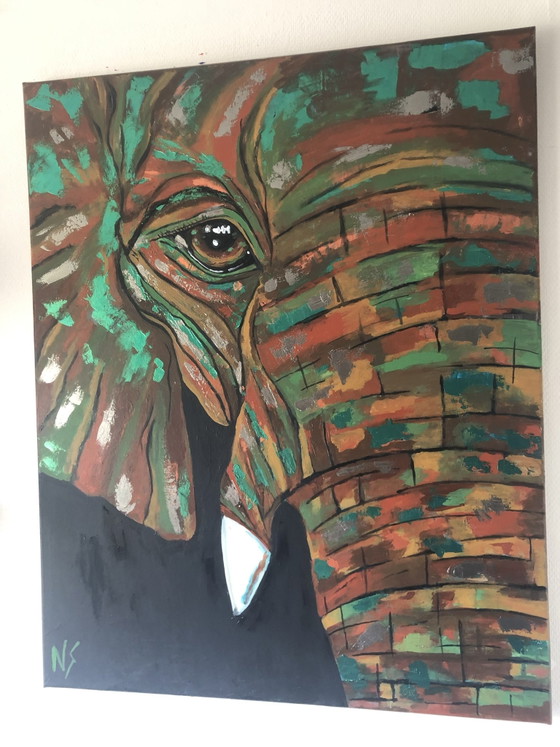 Metallischer Elefant 100 x 80 cm – Kunst, Leinwand (photo 4 of 7)