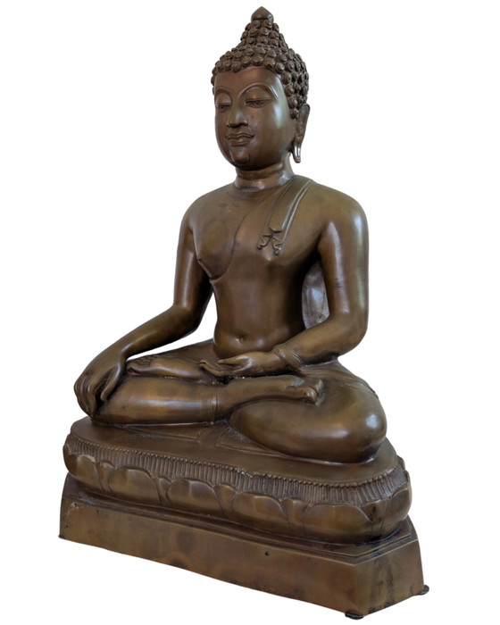 Imponente Statua di Buddha Thai – Stile Ayutthaya – 12 kg Ottone Fuso a Mano – Sculture, Brass (photo 8 of 10)