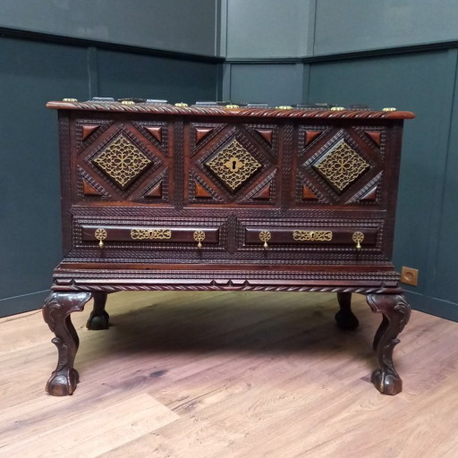 Coffre de campagne colonial anglo-indien, vers 1840-1850