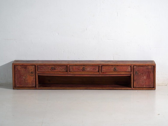 Mobile basso laccato antico in legno di pino – Cina, circa 1900 – Credenze con vetrina (photo 27 of 40)