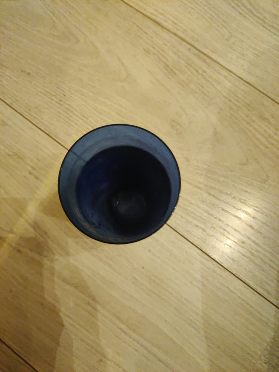 Image 1 of Silver plated sleeve with blue glass long drink glass