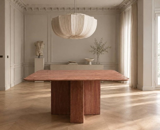 Tavolo Design in Travertino Rosso Naturale – eettafels