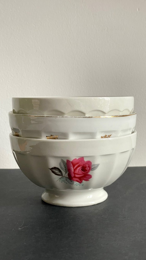 Image 1 of Vintage Pink and Gold Ceramic Bowls