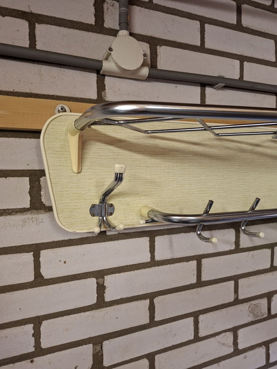 Vintage Mid-Century Wall Coat Rack Chrome & Formica, 1950s/60s, Wood, Silver (photo 3 of 5)