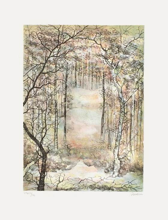 Image 1 of Antonio RIVERA Neige en forêt Signed lithograph