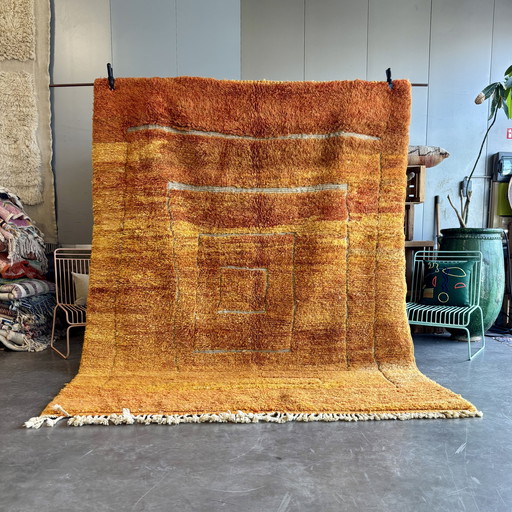 Tapis marocain Mrirt Sunset Orange - 300x220 cm - Tapis berbère en laine fait main