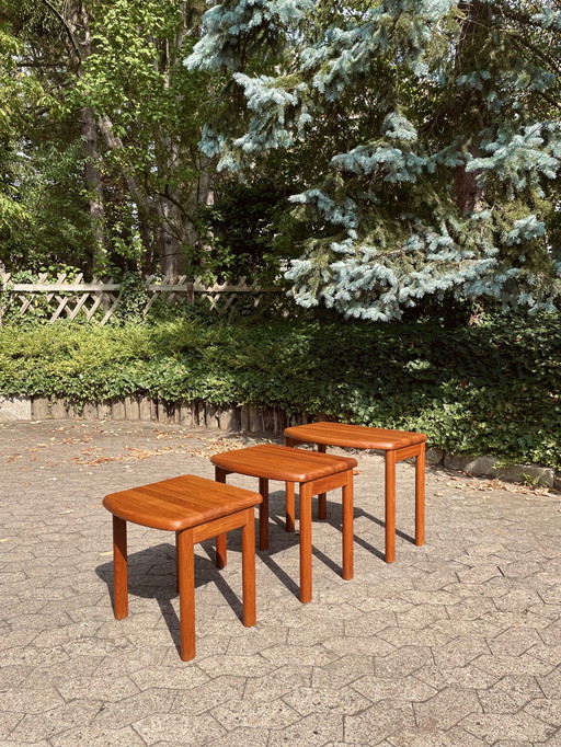 Mesas auxiliares vintage danesas de teca de Salling Stolefabrik