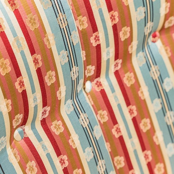 Image 1 of DIVANO 3 POSTI VINTAGE TESSUTO A RIGHE VEELKLEUR E LEGNO ANNI '50 VINTAGE MODERNARIATO