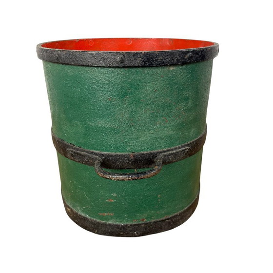 Vintage green bucket with handles, Decorative Objects, Metal (photo 5 of 9)