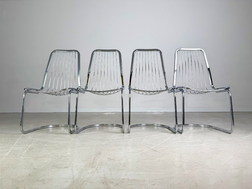 Ensemble de 4 chaises Gastone Rinaldi, design vintage, Flynn, Italie, 1970