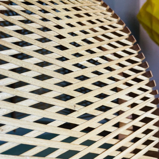 Image 1 of Large rustic style Portuguese wood and rattan hanging lamp, 1960s