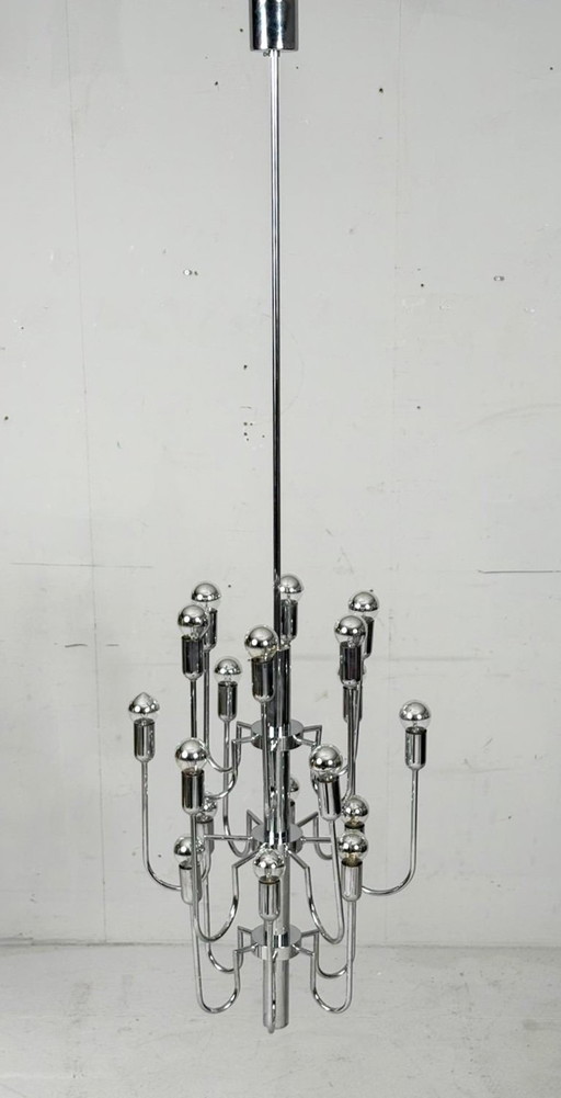 Mid-century chrome Sputnik chandelier by Gaetano Sciolari, Italy, 1970s