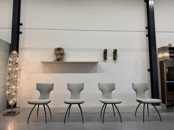 Image 1 of 4 sillas de comedor Leolux Callas, tela Safire Senso Olivine