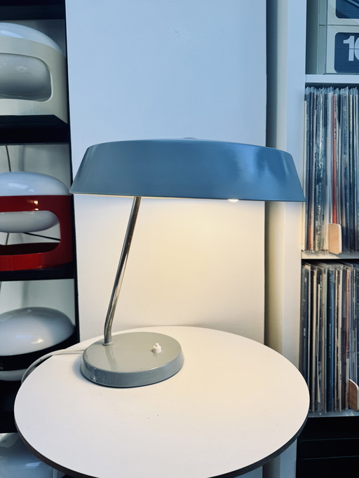 Bauhaus Table Lamp by VEB NARVA Lengefeld – Vintage 1960s Adjustable UFO Desk Light, West Germany Mid-Century Modern Lamp