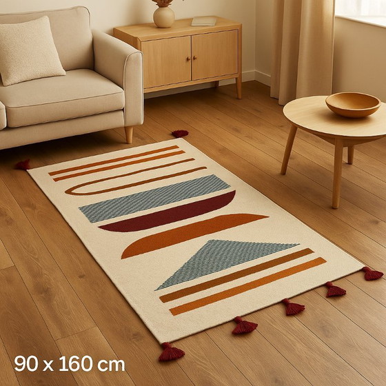 Image 1 of Vintage Handmade Kilim of Wool - 90x160 cm - Geometric Design