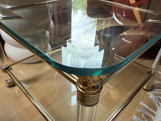 2 Unique Large Vintage Side tables Hollywood Regency-style/Mid Century Modern – Glass, Plexiglass (photo 8 of 15)