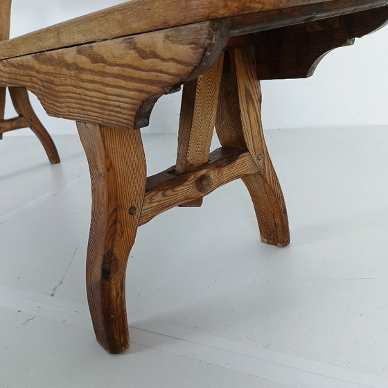 Victoriaanse korte antieke spoorwegbank van grenenhout – Bankjes, Wood (photo 5 of 10)