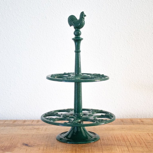 Porte-œufs vintage en fonte verte : design français