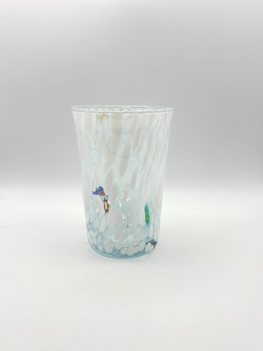 Set di 6 bicchieri in vetro soffiato veneziano con murrine Effetre Murano fuse nel vetro, diametro 9 cm, altezza 12,5 cm, hand m