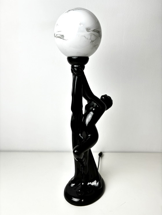 Image 1 of Art Deco Ceramic Woman Figure Table Lamp