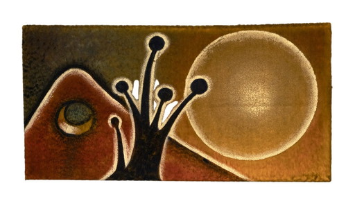 Landscape with Sun and Moon, Textile Painting, 1970s