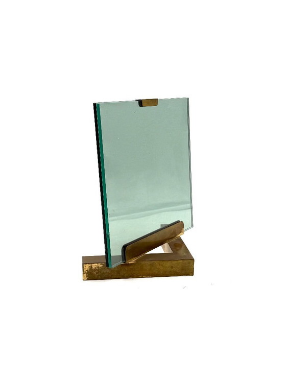 Image 1 of Bilderrahmen aus Messing und Glas im Hollywood-Regency-Stil, nach Art von Gabriella Crespi, Italien, 1970er Jahre