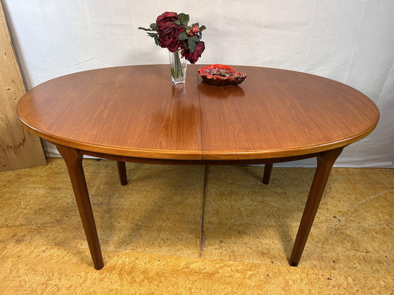 Image 1 of Mid-Century Retro Vintage Teak Oval Extending Dining Table by McIntosh – 1960s 