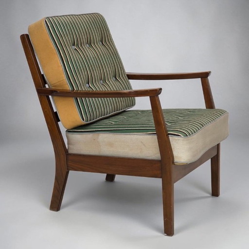 Dänischer Sessel aus den 1960er Jahren, Möbelwolle, Buchenholz – fauteuils, Wood, Wool