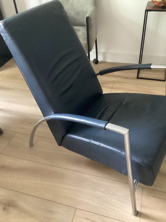 Harvink Dunkelblauer Club Relax-Sessel – Leather (photo 3 of 5)
