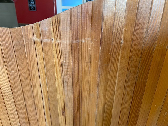 Image 1 of Vintage 1950s freestanding, foldable wooden screen in the style of Baumann.