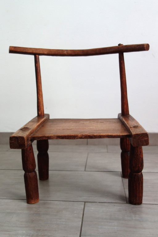 Traditioneller Stuhl Baoulé Vintage Brutalist Elfenbeinküste