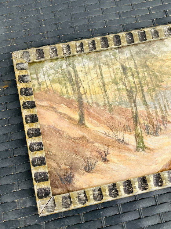 Image 1 of Belgisches Aquarell, Sonnenuntergang bei Houffalize, signiert J. Dupont