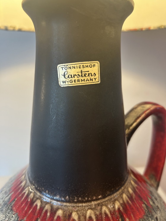 Image 1 of Unique accent lamp made from an MCM vase with a Japanese dragon shade