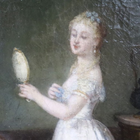 Image 1 of Scene Between Girls, Oil Painting on Canvas, Italy 19th Century